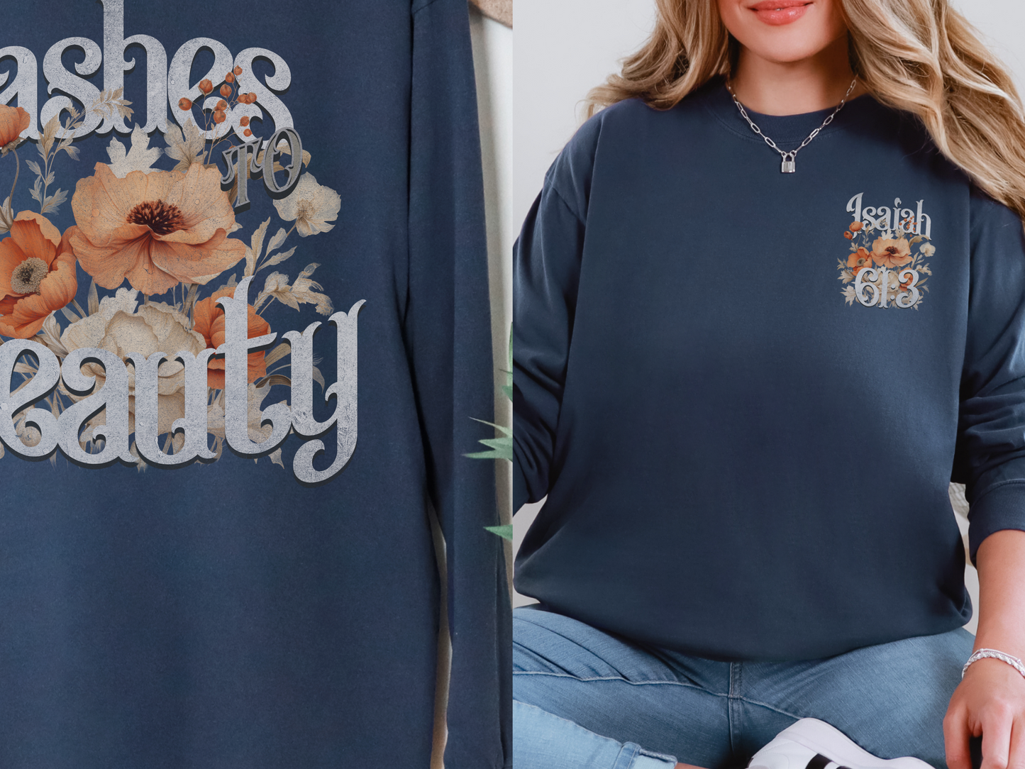 Ashes to Beauty Floral Design Long Sleeve Shirt