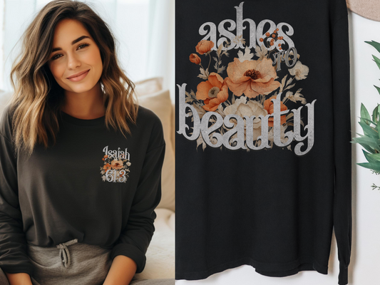 Ashes to Beauty Floral Design Long Sleeve Shirt